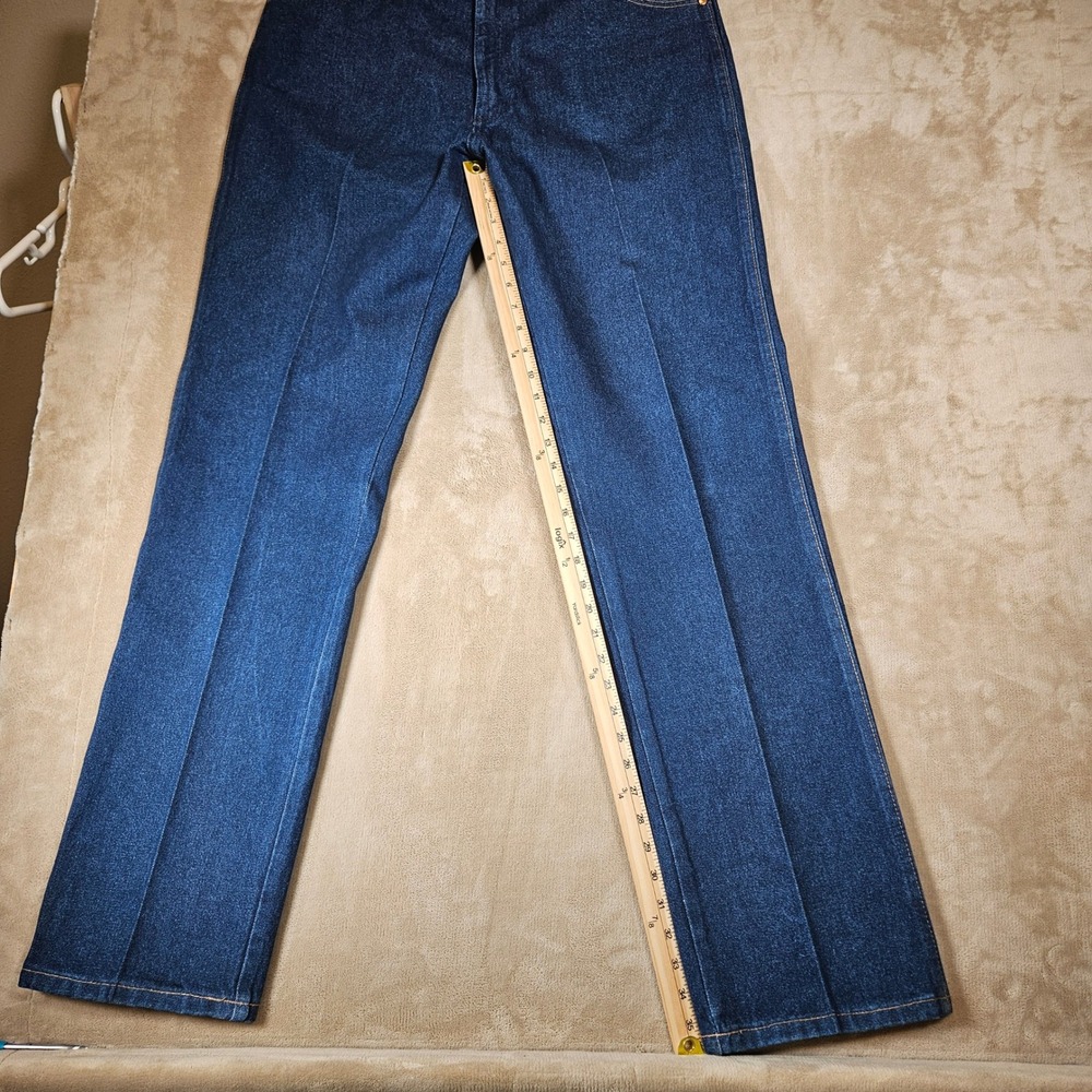 Wrangler Mens Cowboy Cut 13MWZPW Rigid Indigo Jeans 37x36 High Rise Straight Leg - Picture 3 of 9